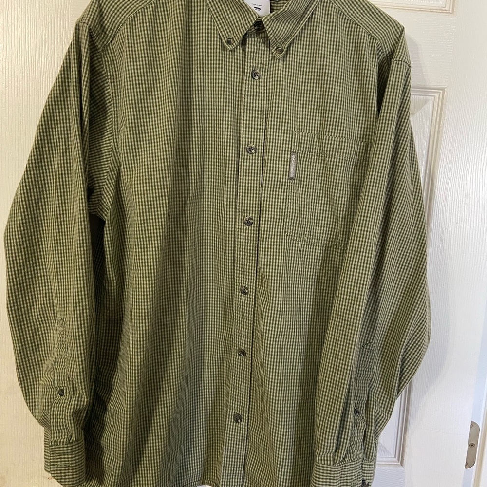 Columbia Men's Olive Green Check Button-Down Shirt